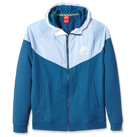 Nike Mens Track And Field Woven Full Zip Hooded Jacket,Blue White,XX-Large - Picture 1 of 2